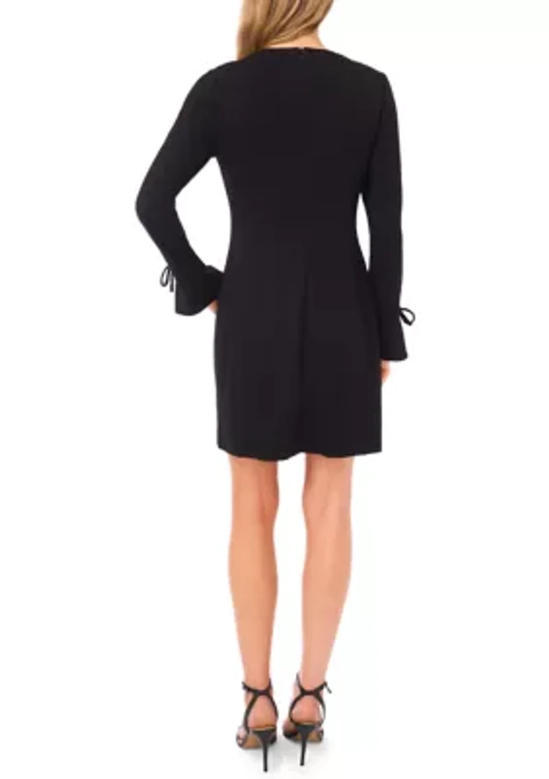 Women's Bow Sleeve Ponte Knit Shift Dress