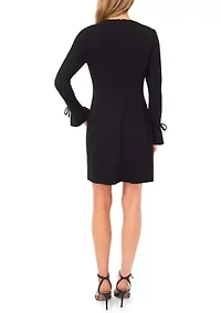 Women's Bow Sleeve Ponte Knit Shift Dress
