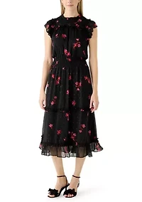 Women's Flutter Sleeve Floral Midi Dress