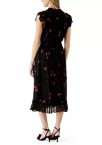 Women's Flutter Sleeve Floral Midi Dress
