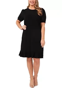 Plus Clip Dot Babydoll Dress