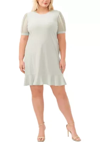 Plus Clip Dot Babydoll Dress