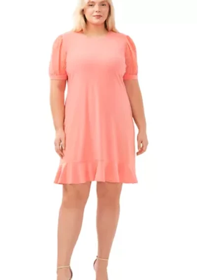 Plus Clip Dot Babydoll Dress