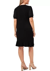 Plus Clip Dot Babydoll Dress