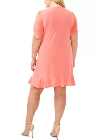 Plus Clip Dot Babydoll Dress