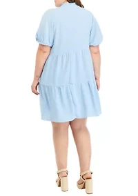 Plus Ruffle Neck Tiered Dress