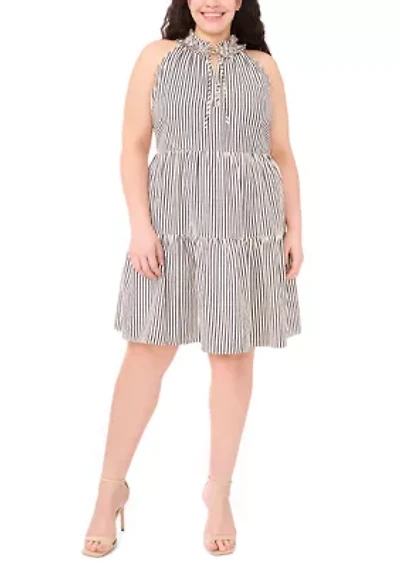 Plus Short Dress with Tiers