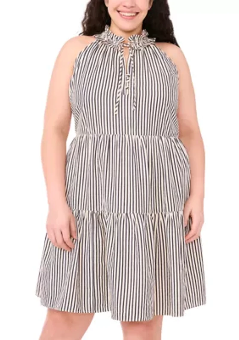 Plus Short Dress with Tiers