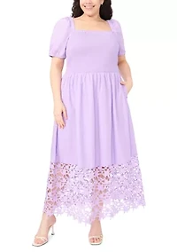 Plus Puff Sleeve Tiered Maxi Dress