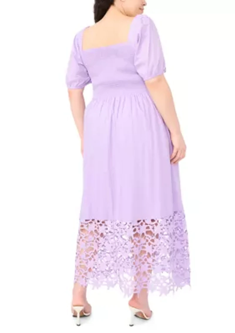 Plus Puff Sleeve Tiered Maxi Dress