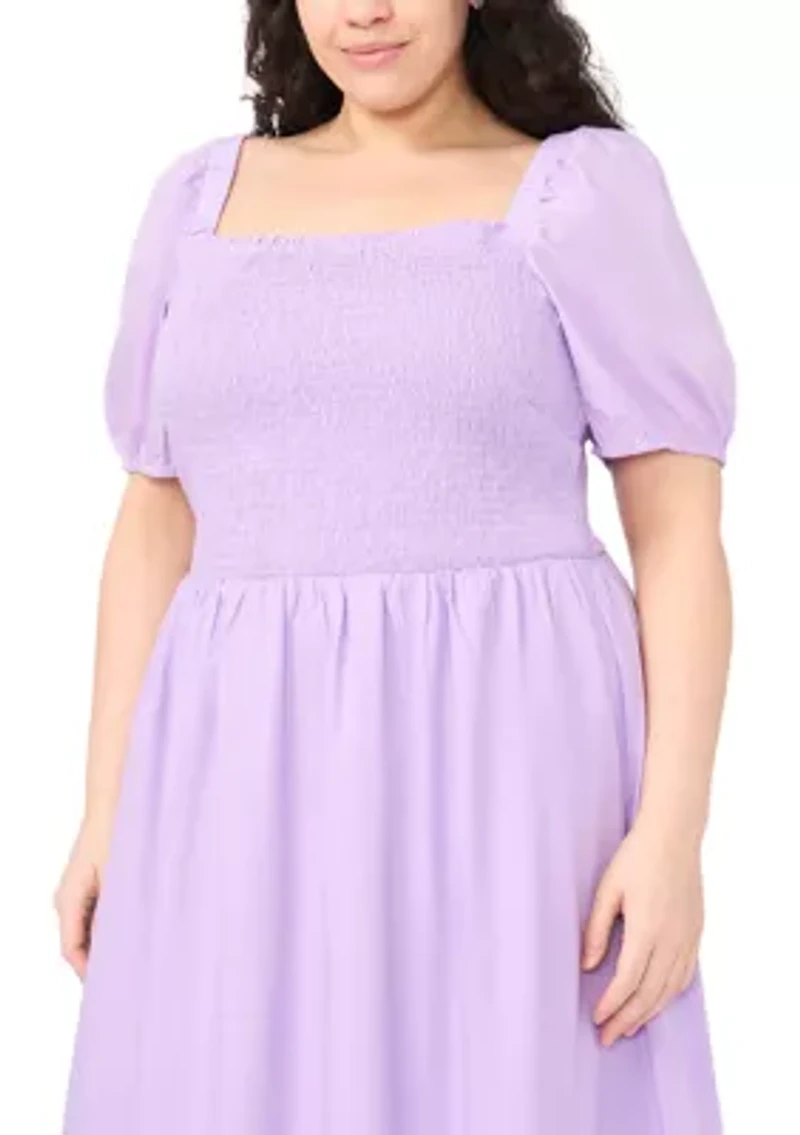 Plus Puff Sleeve Tiered Maxi Dress