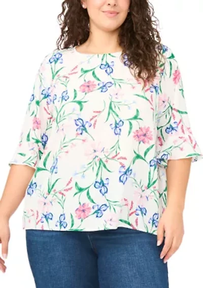 Plus Ruffle Sleeve Blouse