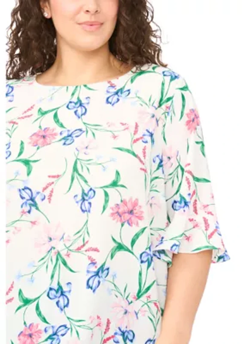 Plus Ruffle Sleeve Blouse