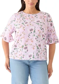 Plus Ruffle Cuff Woven Top