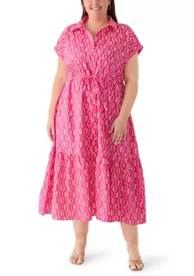 Plus Button Front Midi Dress