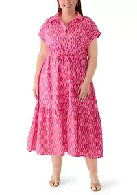 Plus Button Front Midi Dress