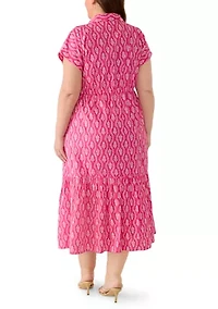 Plus Button Front Midi Dress