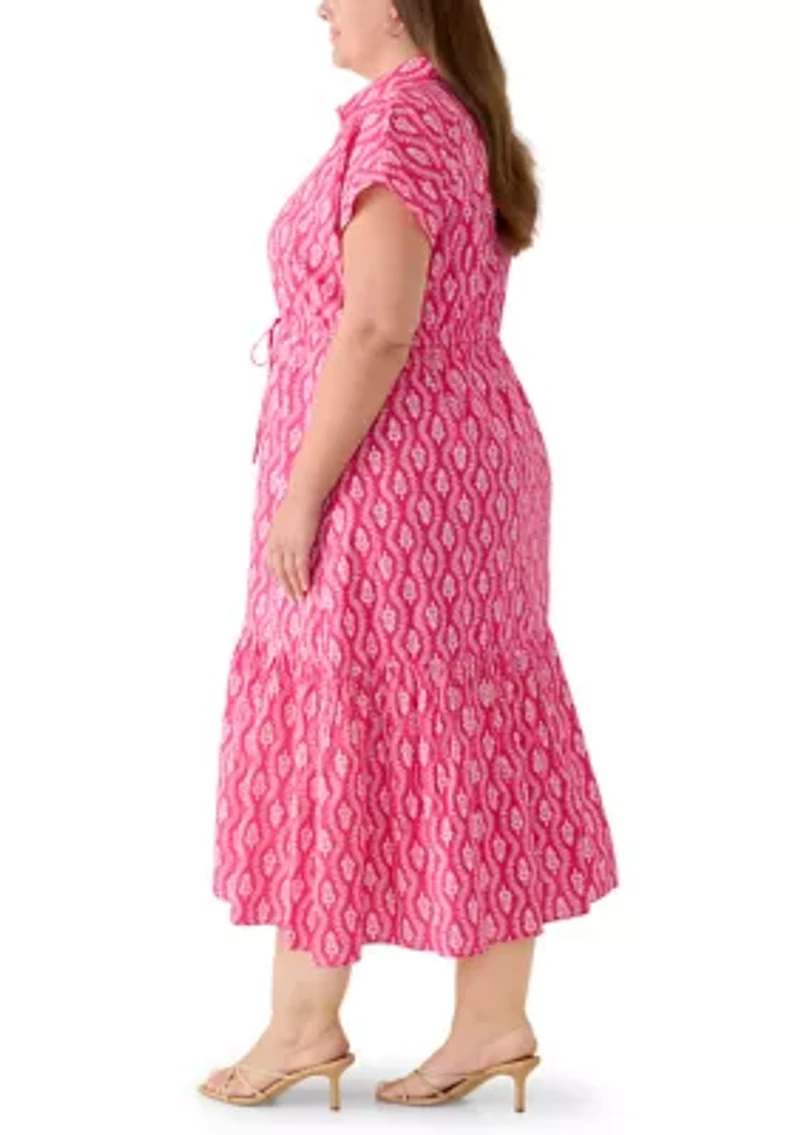 Plus Button Front Midi Dress