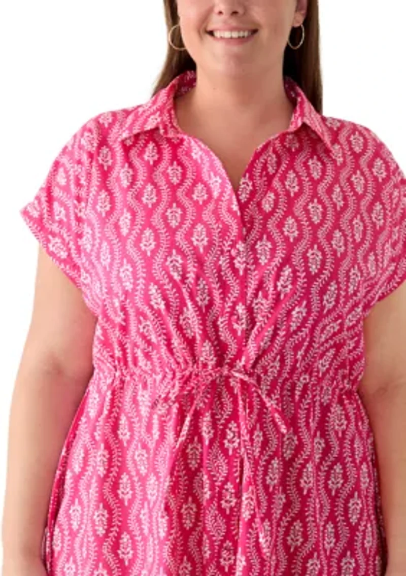 Plus Button Front Midi Dress