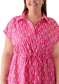 Plus Button Front Midi Dress