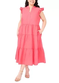 Plus Ruffle Tiered Midi Dress