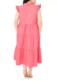 Plus Ruffle Tiered Midi Dress