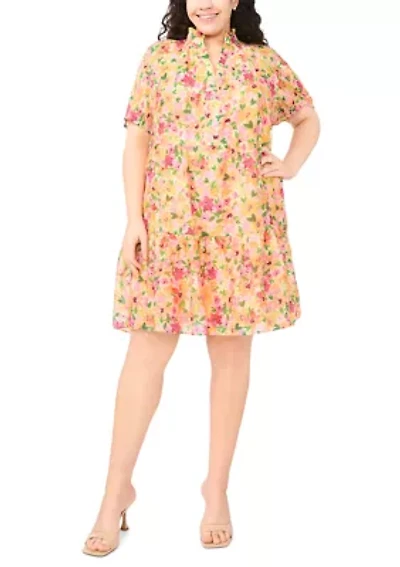 Plus Short Sleeve Baby Doll Dress