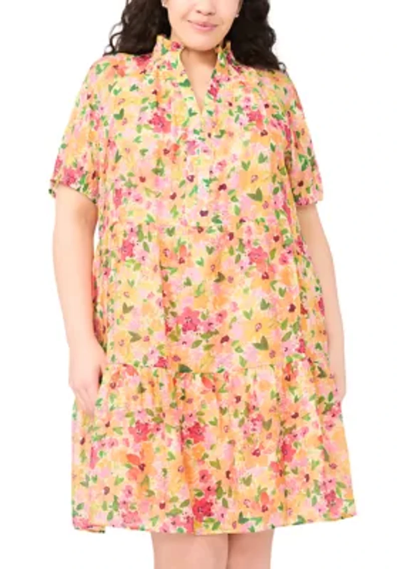 Plus Short Sleeve Baby Doll Dress