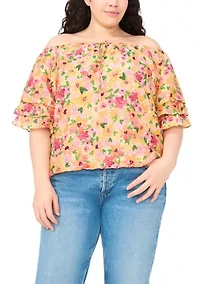 Plus Off the Shoulder Ruffle Sleeve Top
