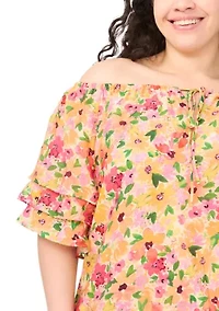 Plus Off the Shoulder Ruffle Sleeve Top