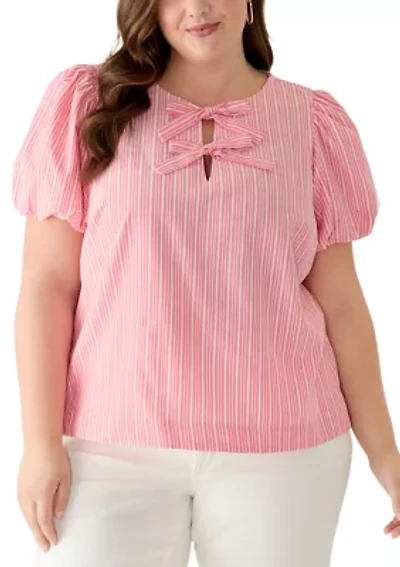 Plus Puff Sleeve Blouse with Bows