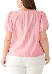 Plus Puff Sleeve Blouse with Bows