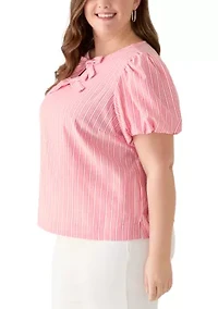 Plus Puff Sleeve Blouse with Bows