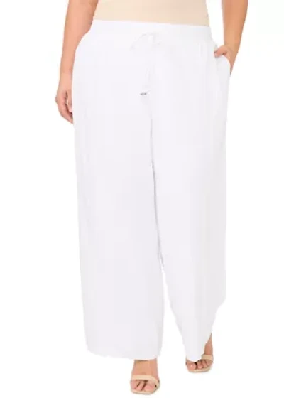 Plus Elastic Tie Waist Pants