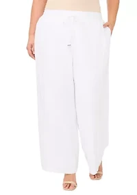 Plus Elastic Tie Waist Pants