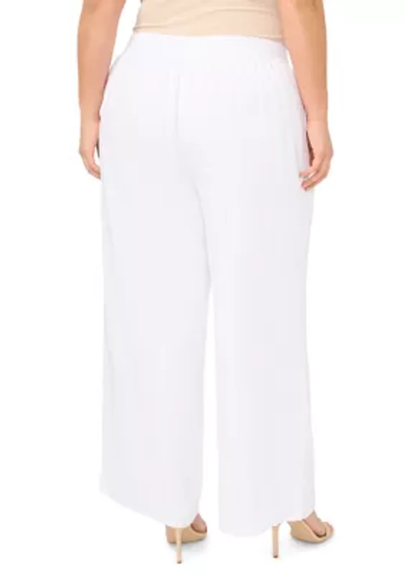 Plus Elastic Tie Waist Pants