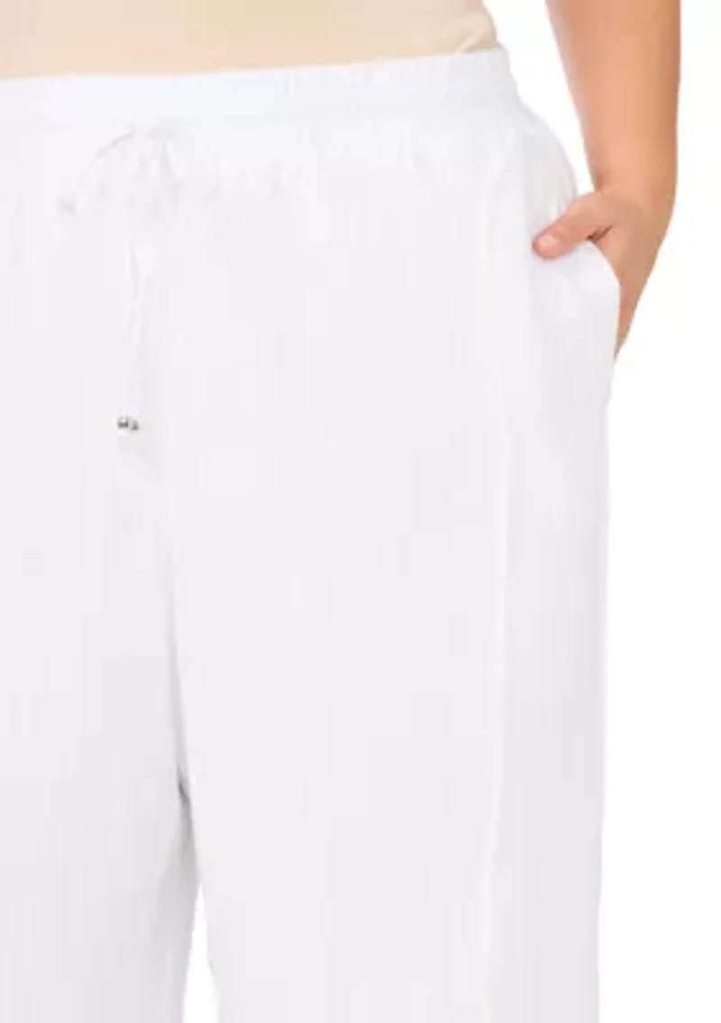Plus Elastic Tie Waist Pants