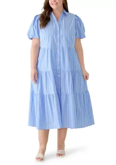 Plus Tiered Midi Shirtdress