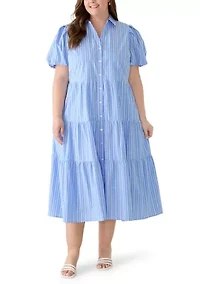 Plus Tiered Midi Shirtdress