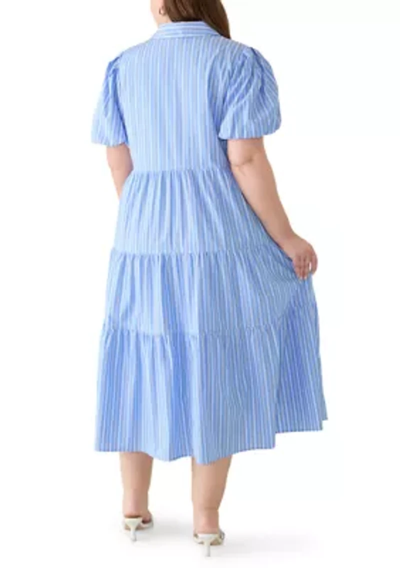 Plus Tiered Midi Shirtdress
