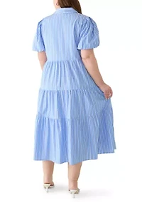 Plus Tiered Midi Shirtdress