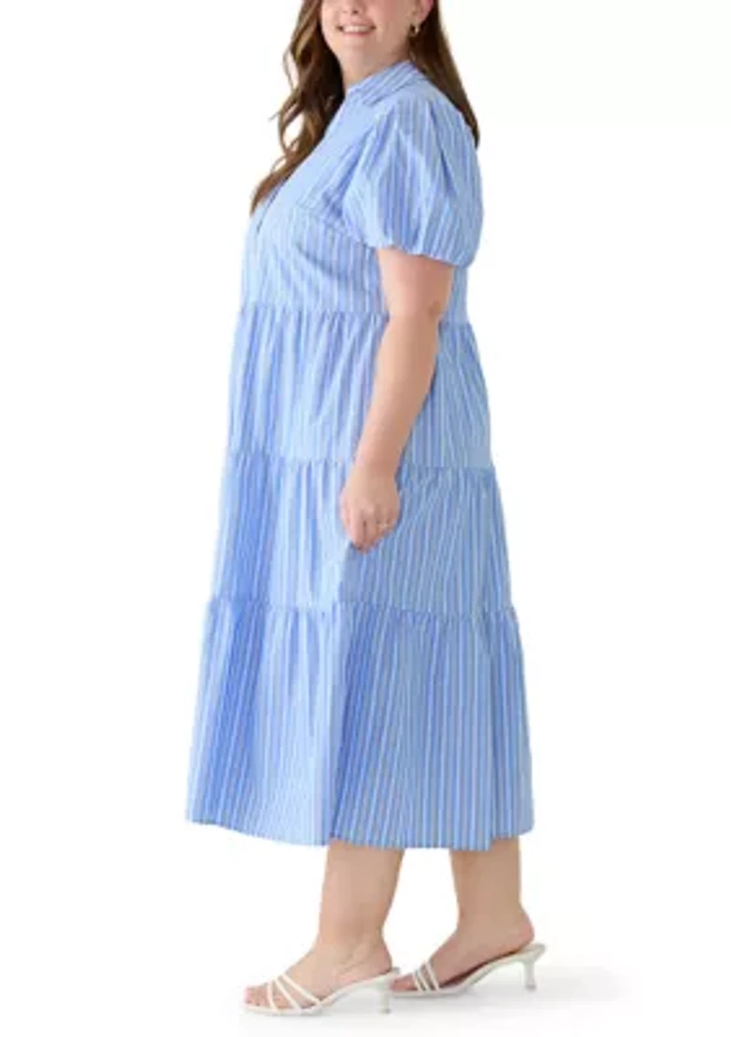 Plus Tiered Midi Shirtdress