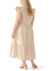 Plus Short Ruffle Sleeve Tiered Midi Dress