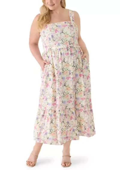 Plus Sleeveless Belted Midi Tank Dress