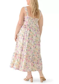 Plus Sleeveless Belted Midi Tank Dress