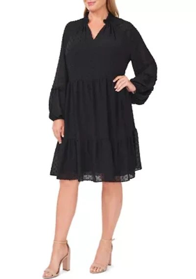 Plus Clip Dot Babydoll Dress