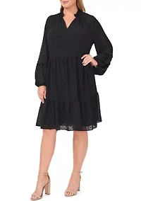 Plus Clip Dot Babydoll Dress