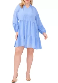 Plus Clip Dot Babydoll Dress