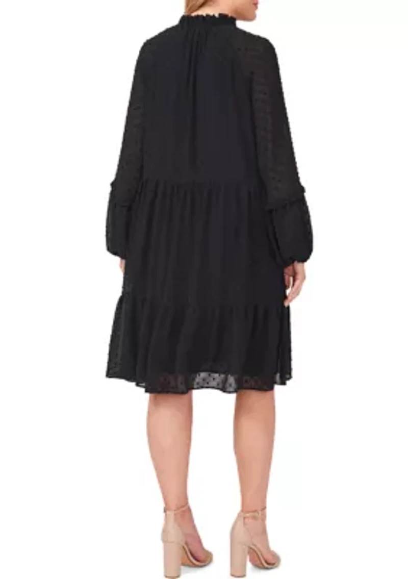 Plus Clip Dot Babydoll Dress