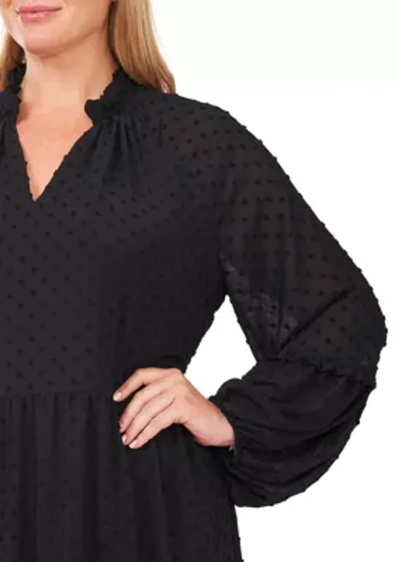 Plus Clip Dot Babydoll Dress